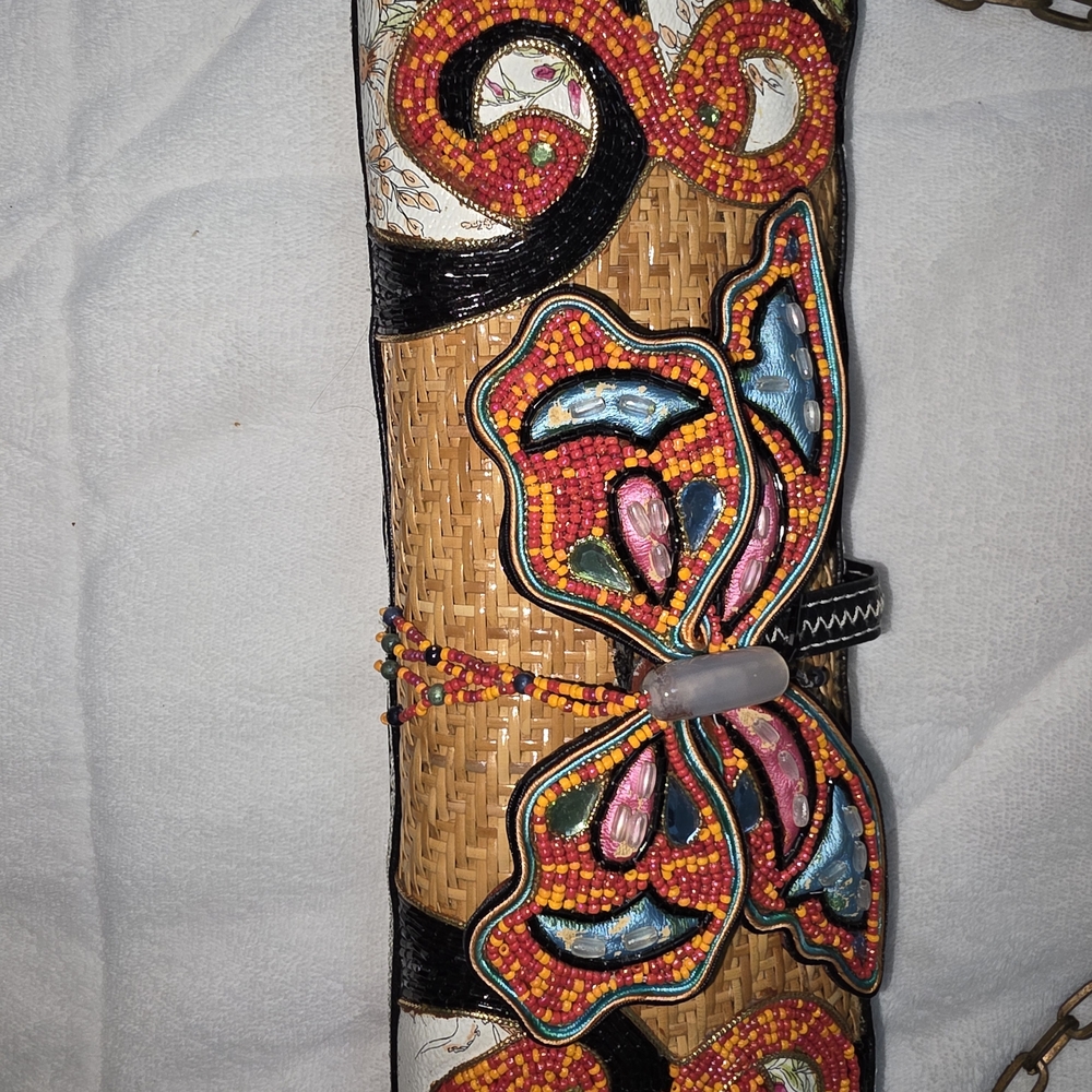 Mary Frances Colorful Beaded Butterfly Clutch